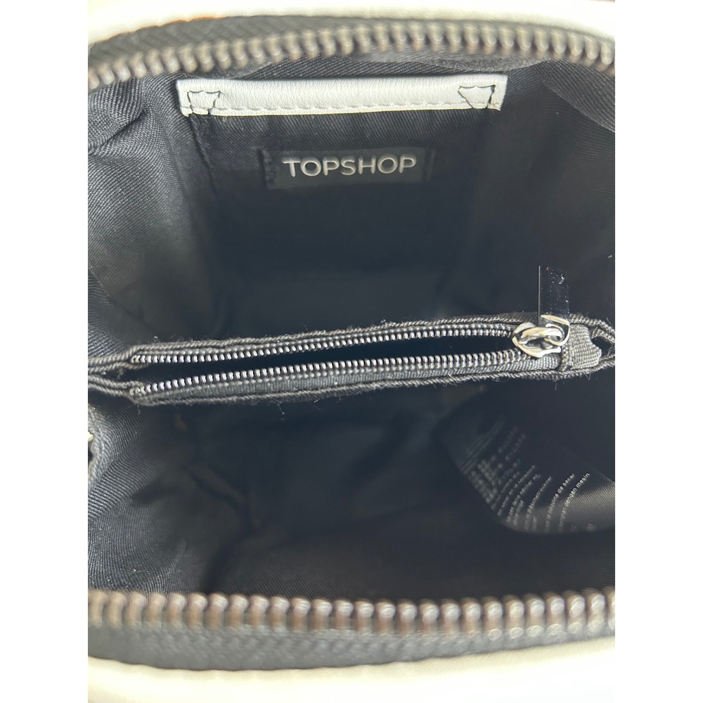 Topshop Panda Faux Shearling Crossbody Bag White Black Sherpa Snake Chain Strap - Picture 5 of 5